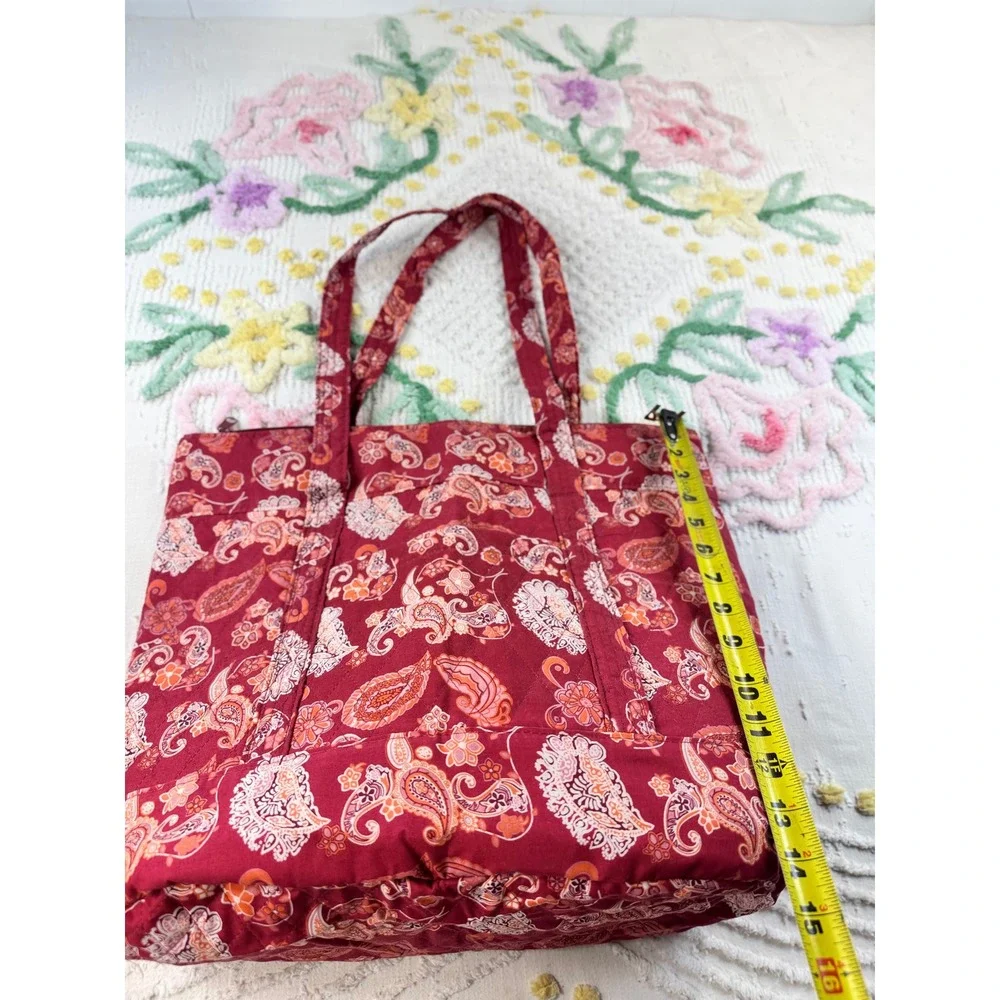 Arrow Trading LLC vtg Red Paisley Quilted Tote Bag Zippered Shoulder Bag 2008